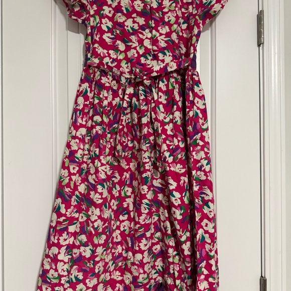 Pink and Red Puff Sleeve Sundress with Scoop Neck - Picture 7 of 7